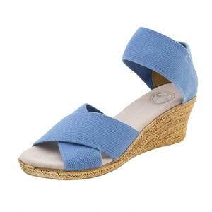 NEW CHARLESTON SHOE CO. women's cannon espadrille wedge in cornflower